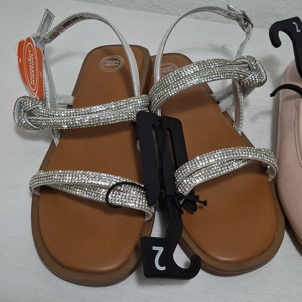 Kids Shoes Pink Flats And Sparkle Sandels